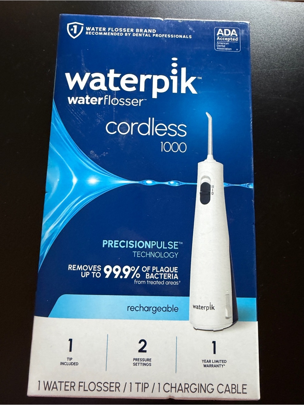 New Waterpik Waterflosser cordless 1000 Classic White Rechargeable WF29 Portable